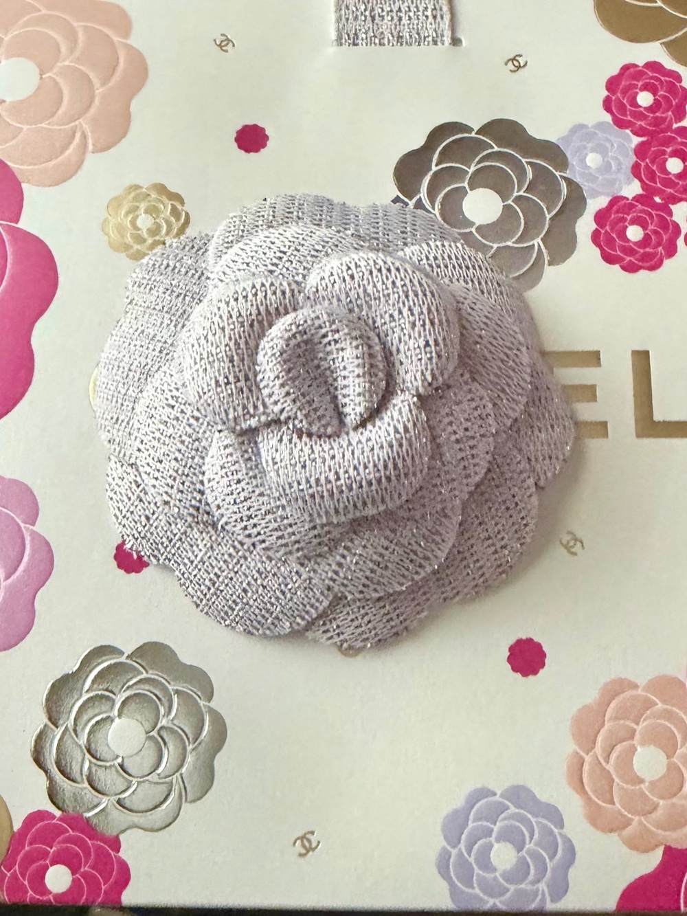 CHANEL light purple -Tone Camellia Fabric Flower